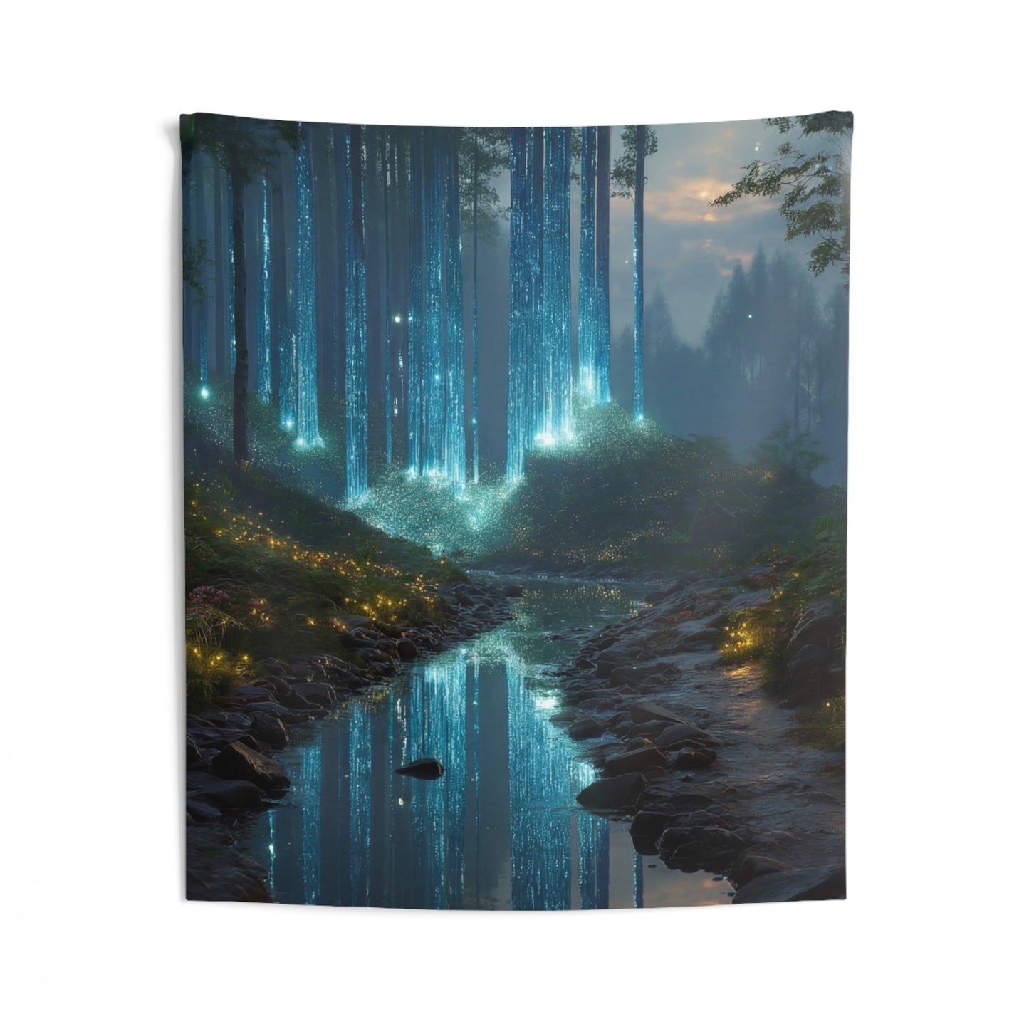 Celestial Forest Stream Tapestries – Luminescent Twilight Dreamscape