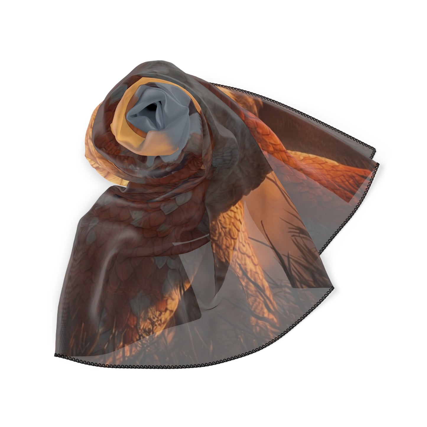 Sunset Sentinel Dragon Poly Scarf – Warm Ember Horizon