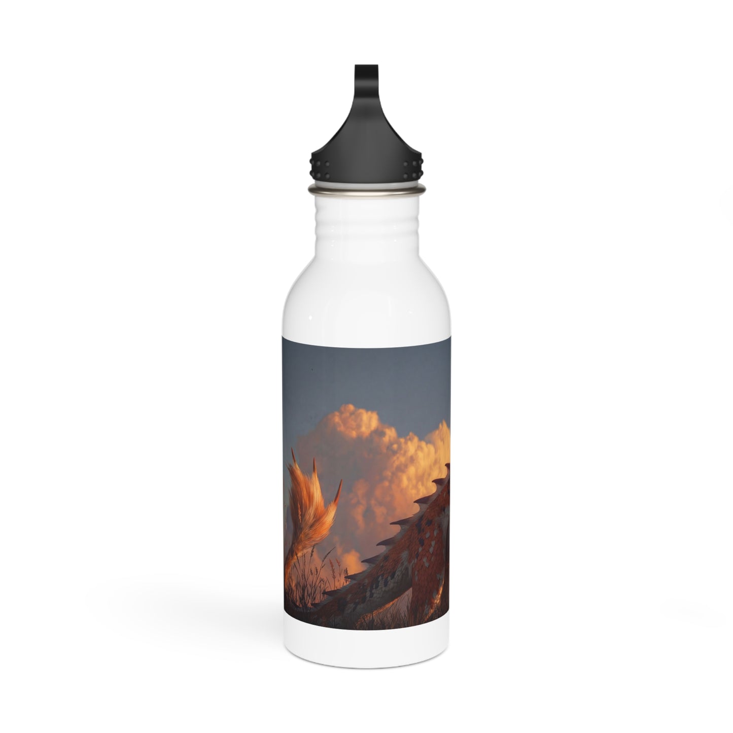 Sunset Dragon Stainless Steel Water Bottle – Warm Ember Guardian