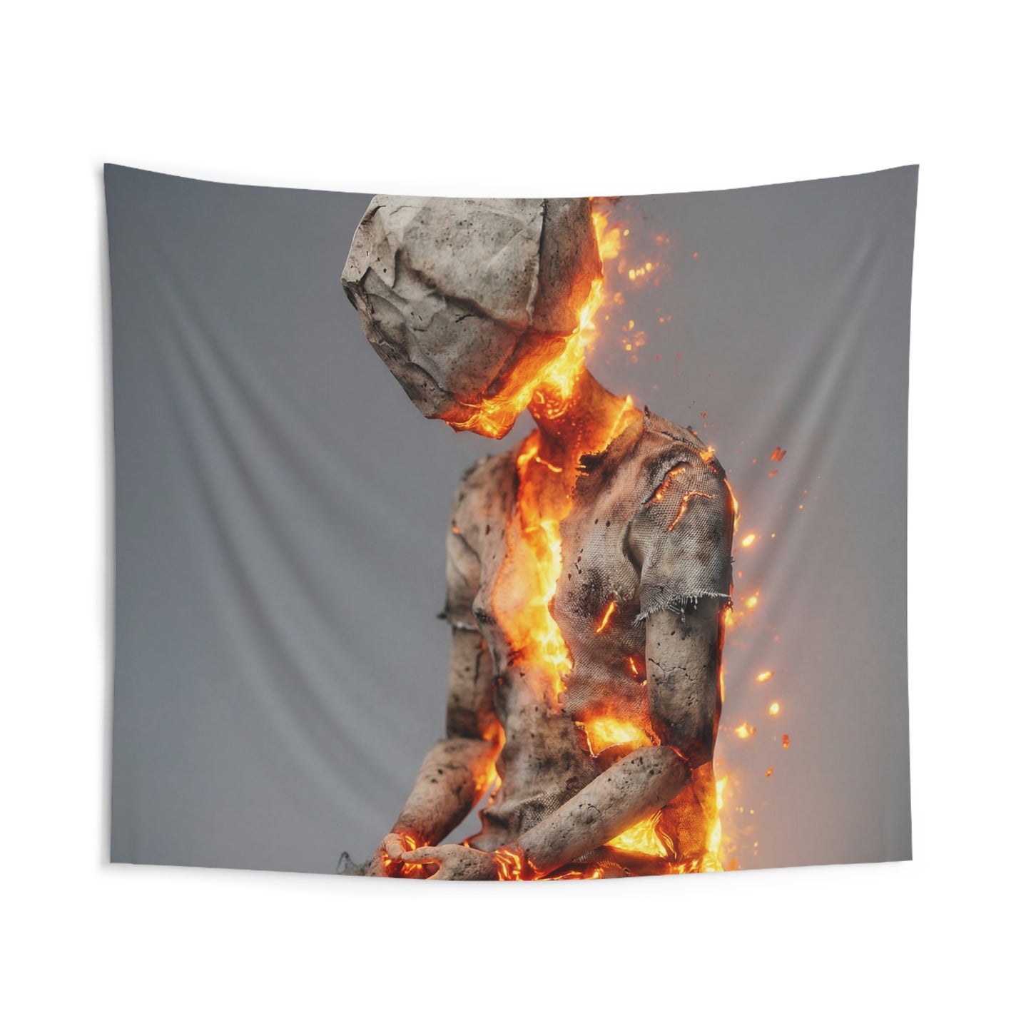 Fiery Rebirth Figure Indoor Wall Tapestries – Embers of Inner Awakening