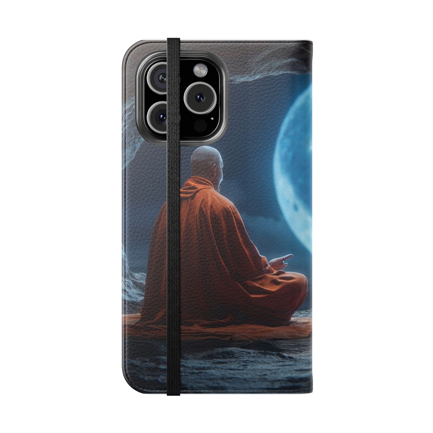 Lunar Meditation Flip Cases – Serene Monk Under Moonlight