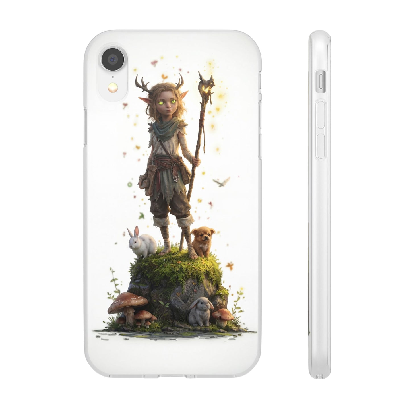 Forest Sentinel Flexi Cases – Glowing Antlered Child with Pet Companions