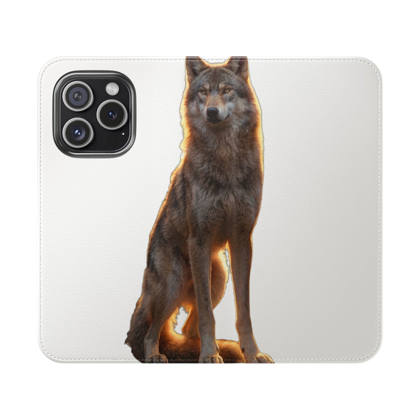 Sunlit Wolf Flip Cases – Golden Hour Sentinel Portrait