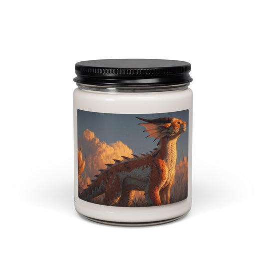 Sunset Guardian Dragon Scented Soy Candle, 9oz – Warm Ember Meadow Dreamscape