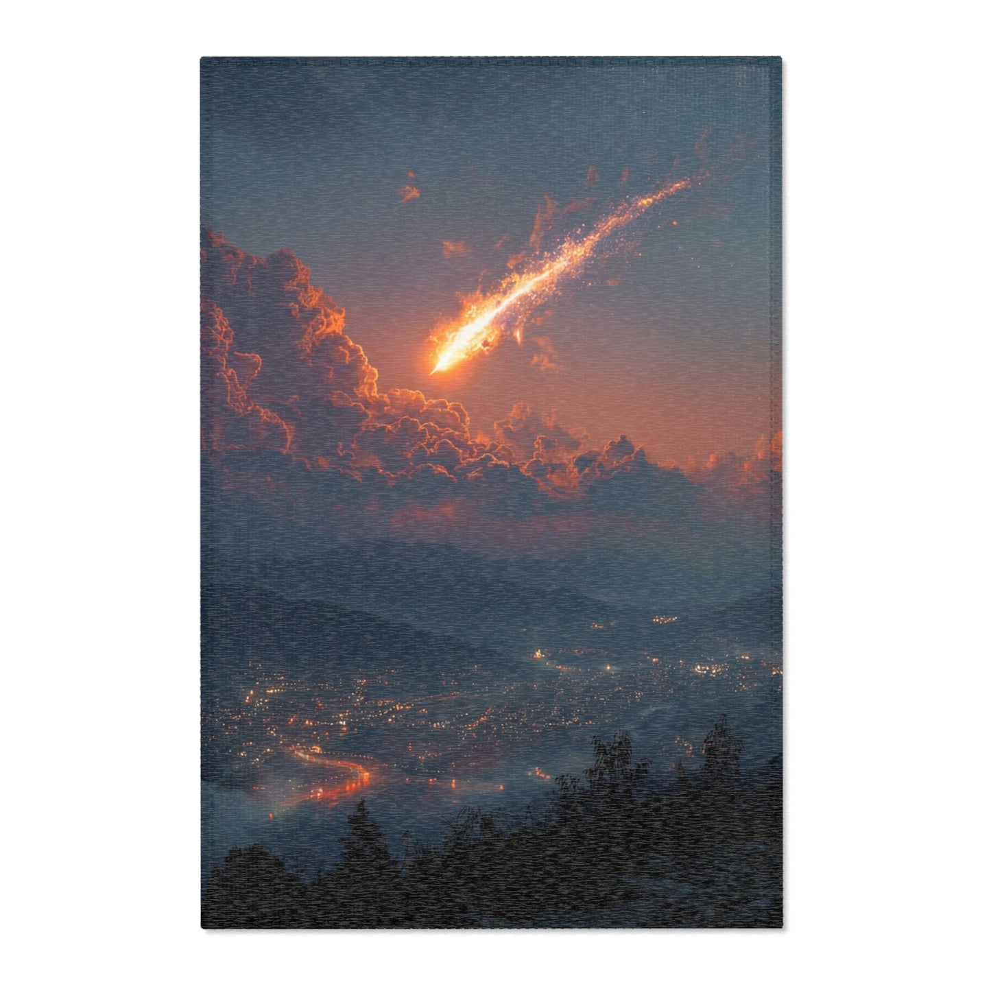 Celestial Fire Comet Area Rugs – Twilight Skyfall Dreamscape