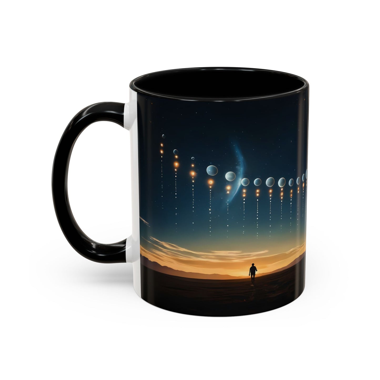 Celestial Pathway Accent Coffee Mug (11, 15oz) – Lone Walker Among Falling Moons