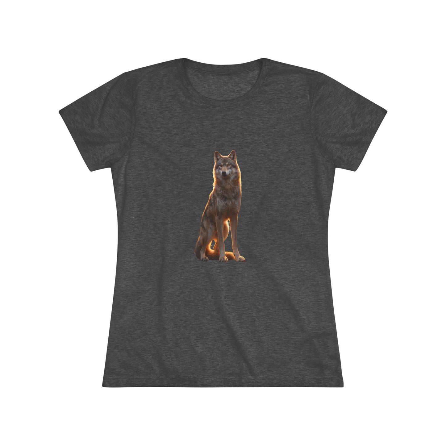 Golden Hour Wolf Women's Triblend Tee – Sentinel in Warm Twilight Light