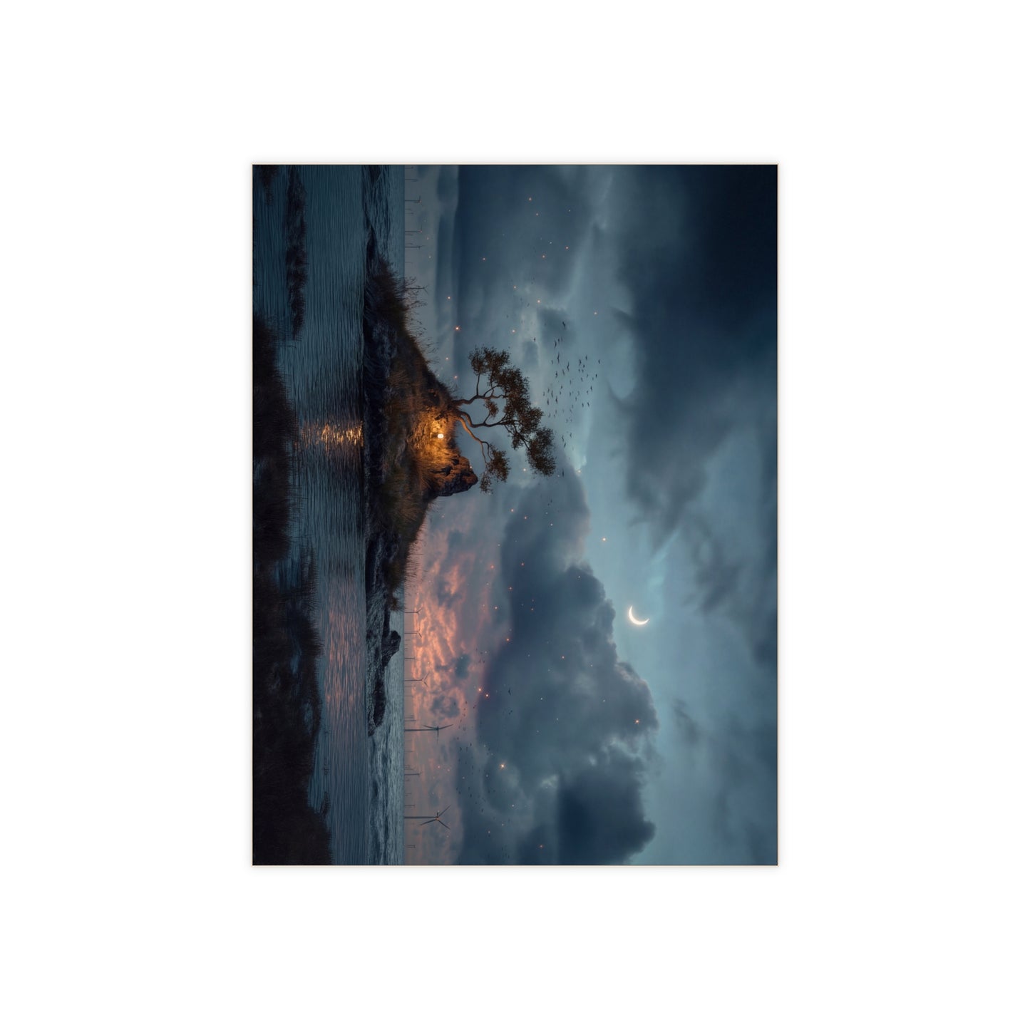 Moonlit Isle Lantern Ceramic Photo Tile – Whispers of the Twilight Shore