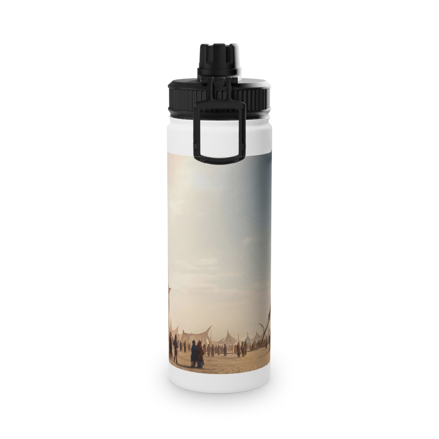 Desert Sky Cathedral Stainless Steel Water Bottle, Sports Lid – Sunlit Aetherium Oasis