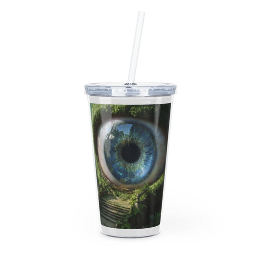 Guardian Forest Eye Plastic Tumbler with Straw – Watchful Jungle Portal