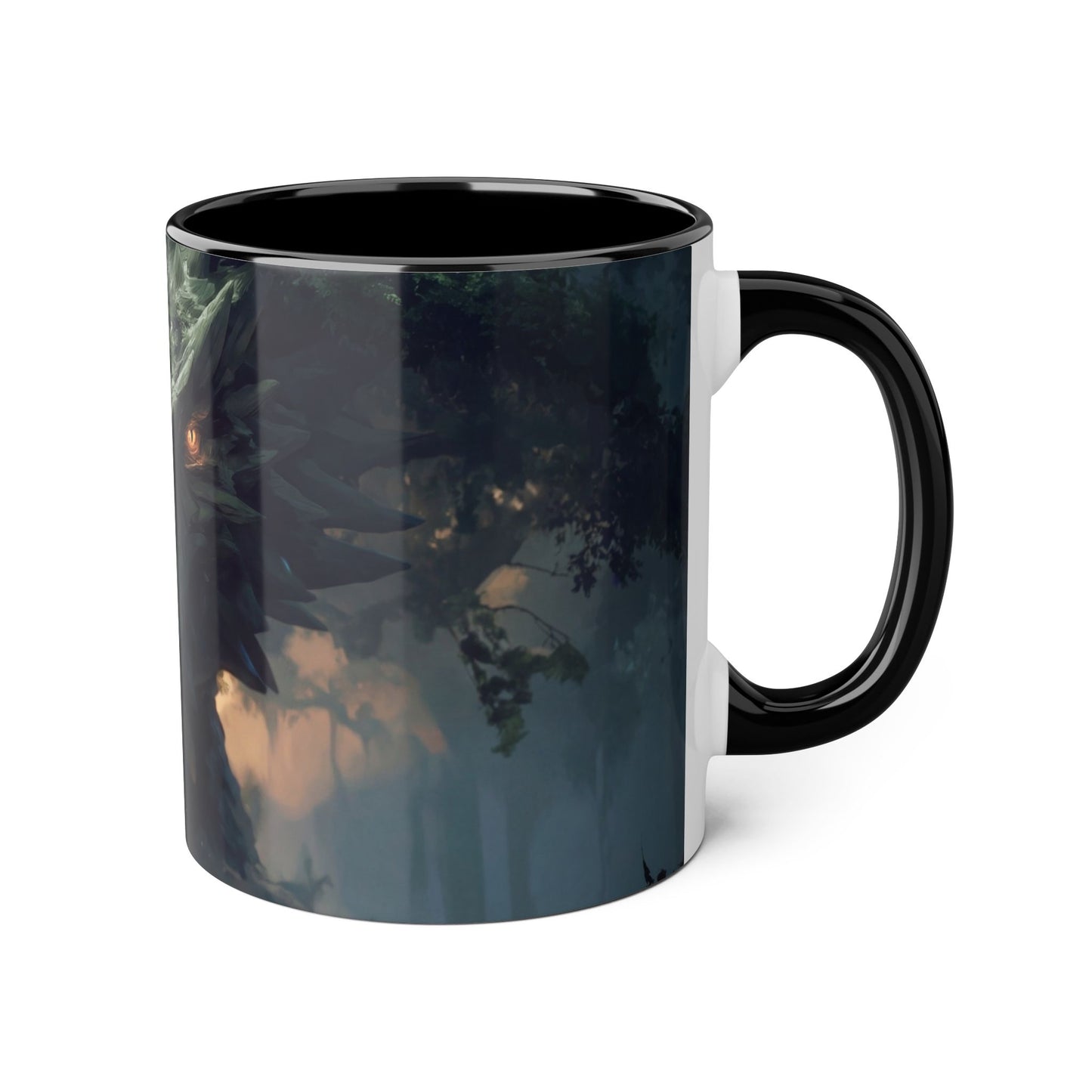 Guardian Dragon Accent Mugs, 11oz – Moss-Crowned Forest Sentinel