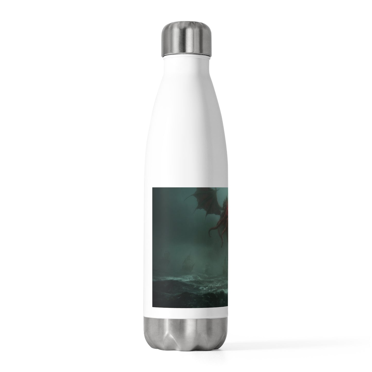 Leviathan’s Wrath 20oz Insulated Bottle – Storm-Swept Seascape with Winged Horror