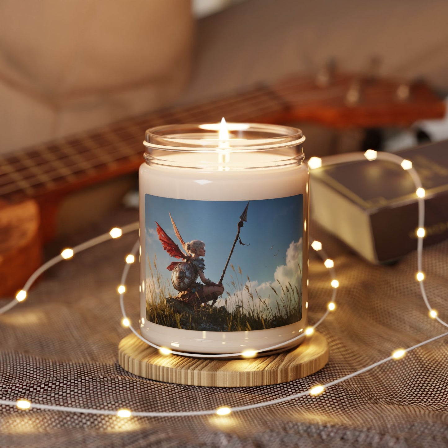 Angelic Warrior on Summit Scented Soy Candle, 9oz – Sunset Vigil in Crimson Wings