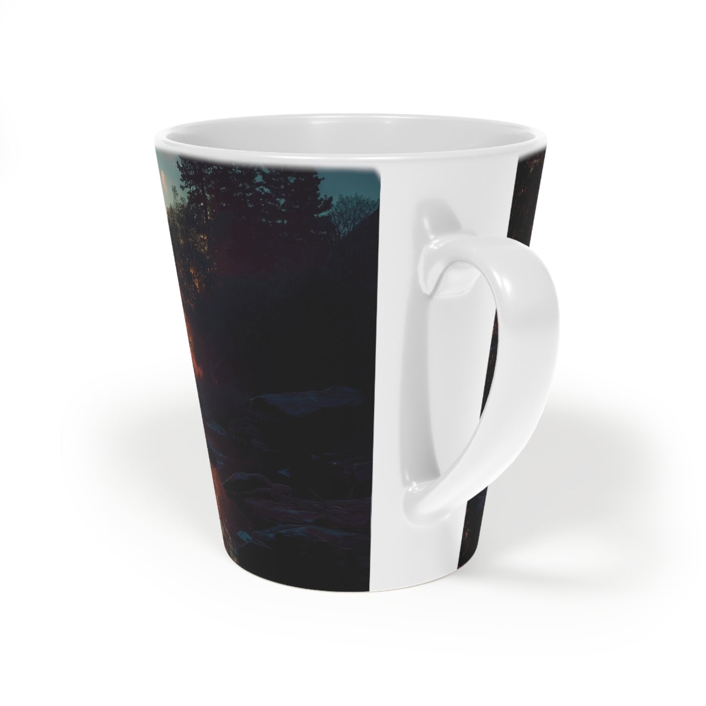Starlit River Reflection Latte Mug, 12oz – Half Dome’s Twilight Mirror