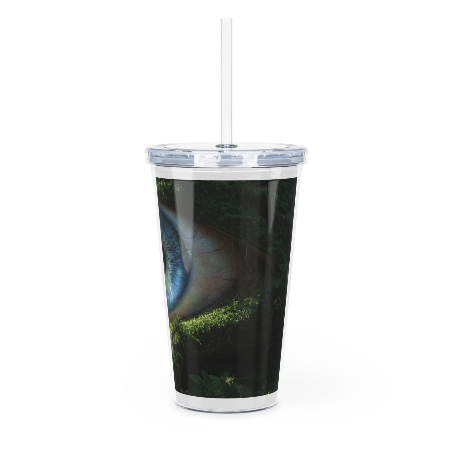 Guardian Forest Eye Plastic Tumbler with Straw – Watchful Jungle Portal