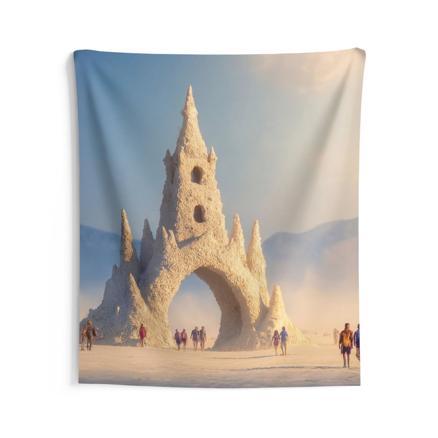 Desert Castle Portal Tapestry – Sunlit Sandscape Gateway
