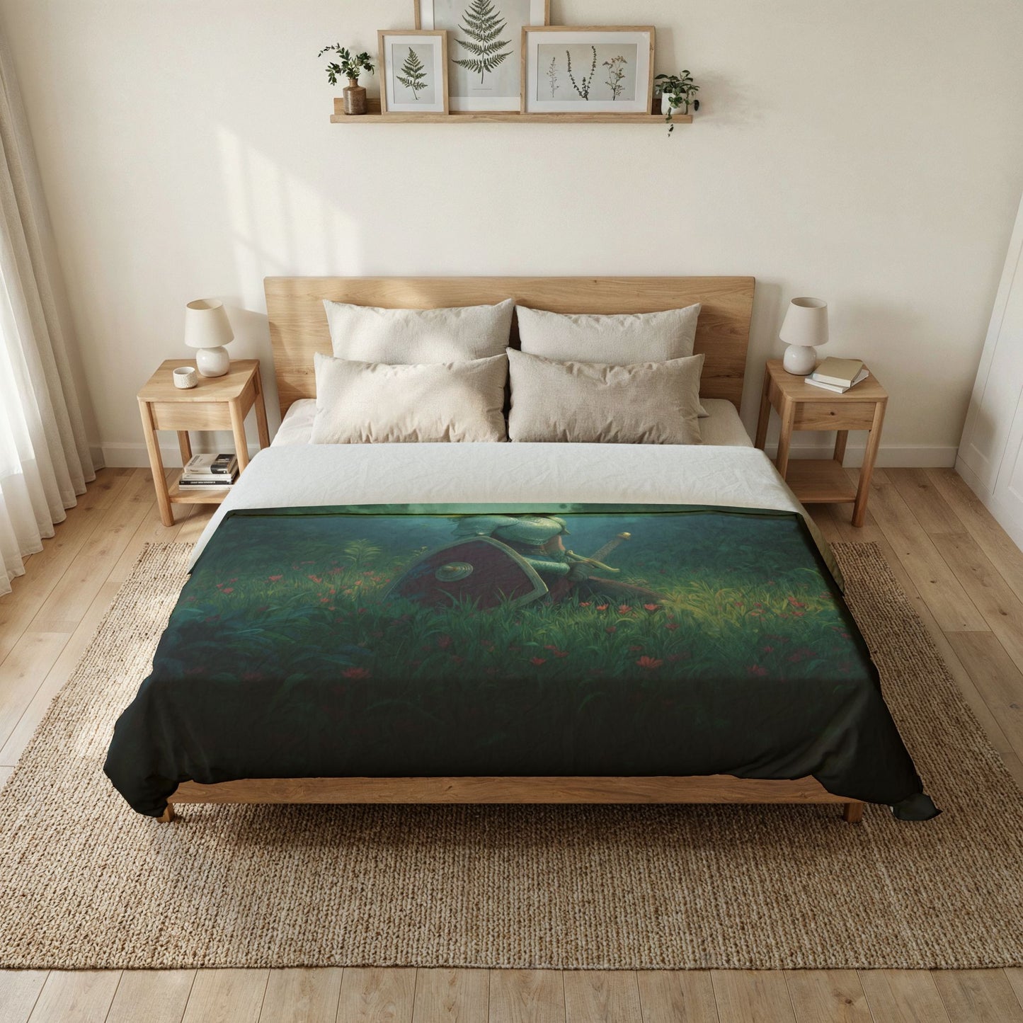 Forest Sentinel Cotton Duvet Cover – Elven Guardian at Rest