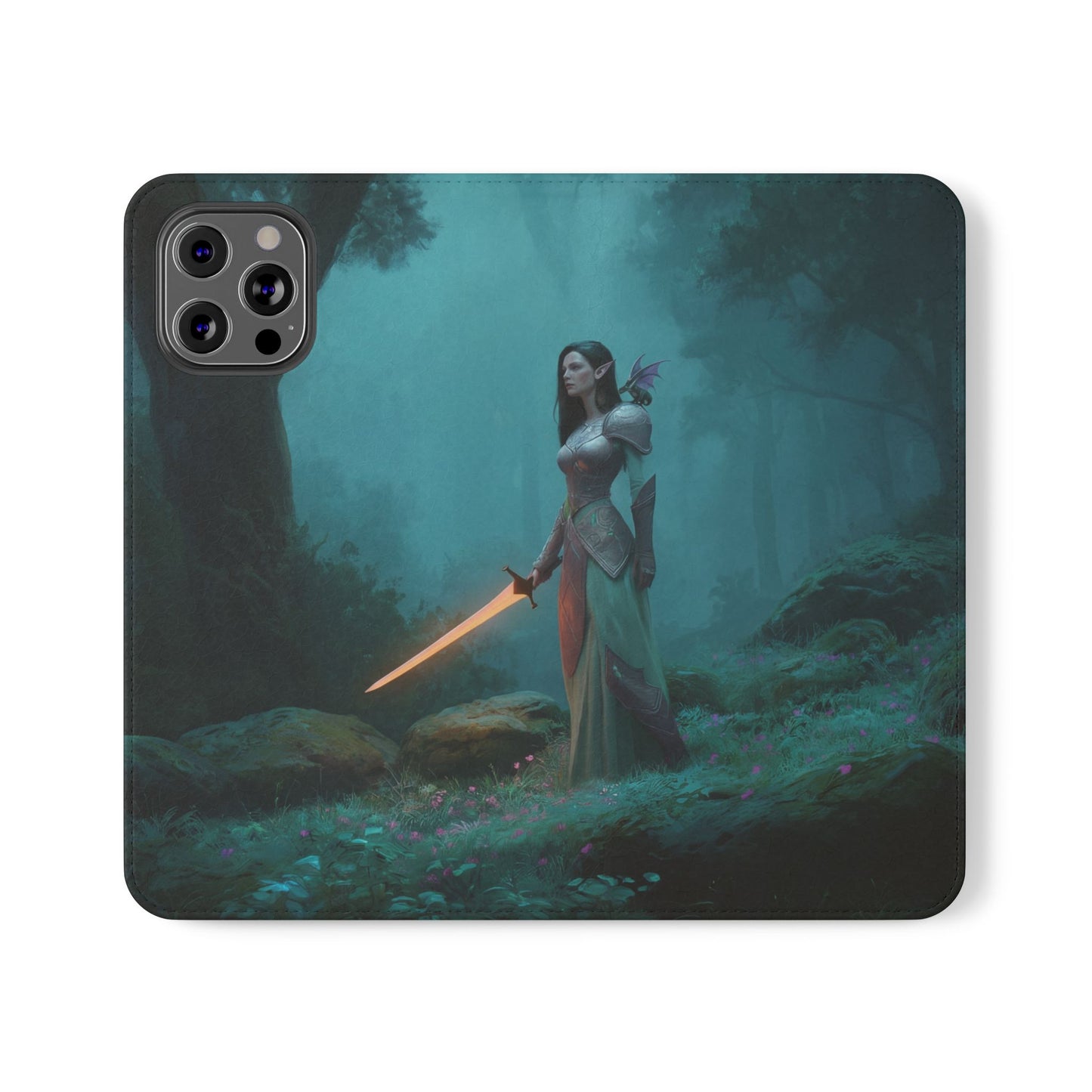 Forest Guardian Flip Cases – Elven Sentinel with Glowing Blade