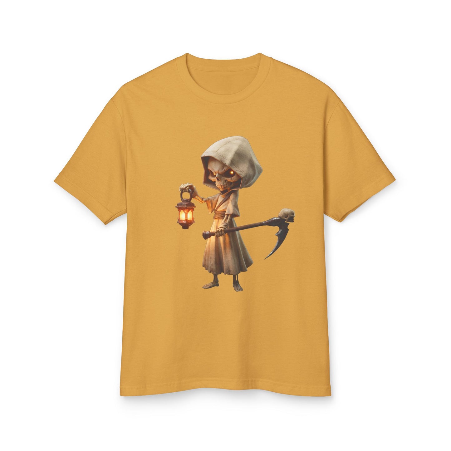 Lantern-Wielding Skeleton Hoodie Tee – Charming Grim Reaper Cotton Shirt