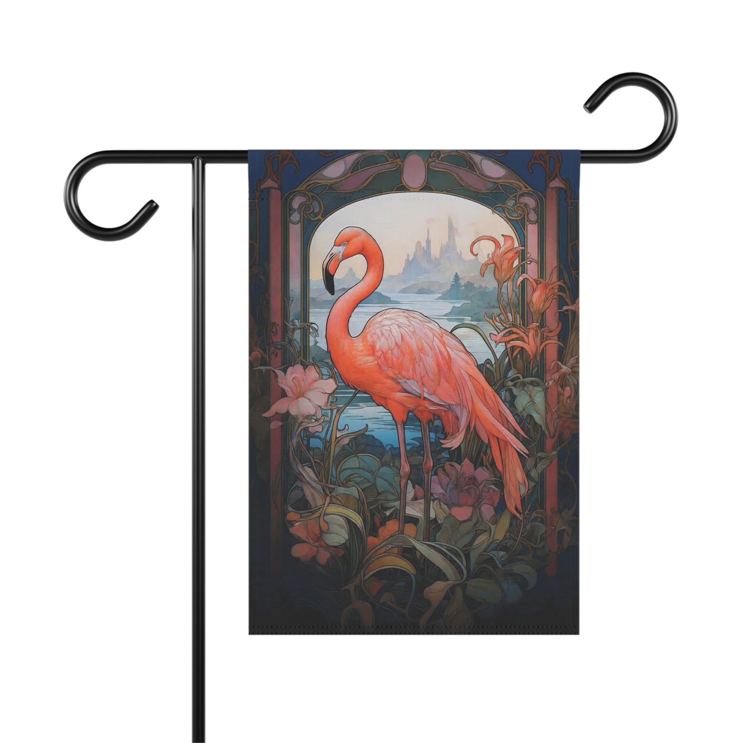 Art Nouveau Flamingo Garden Flag - Product