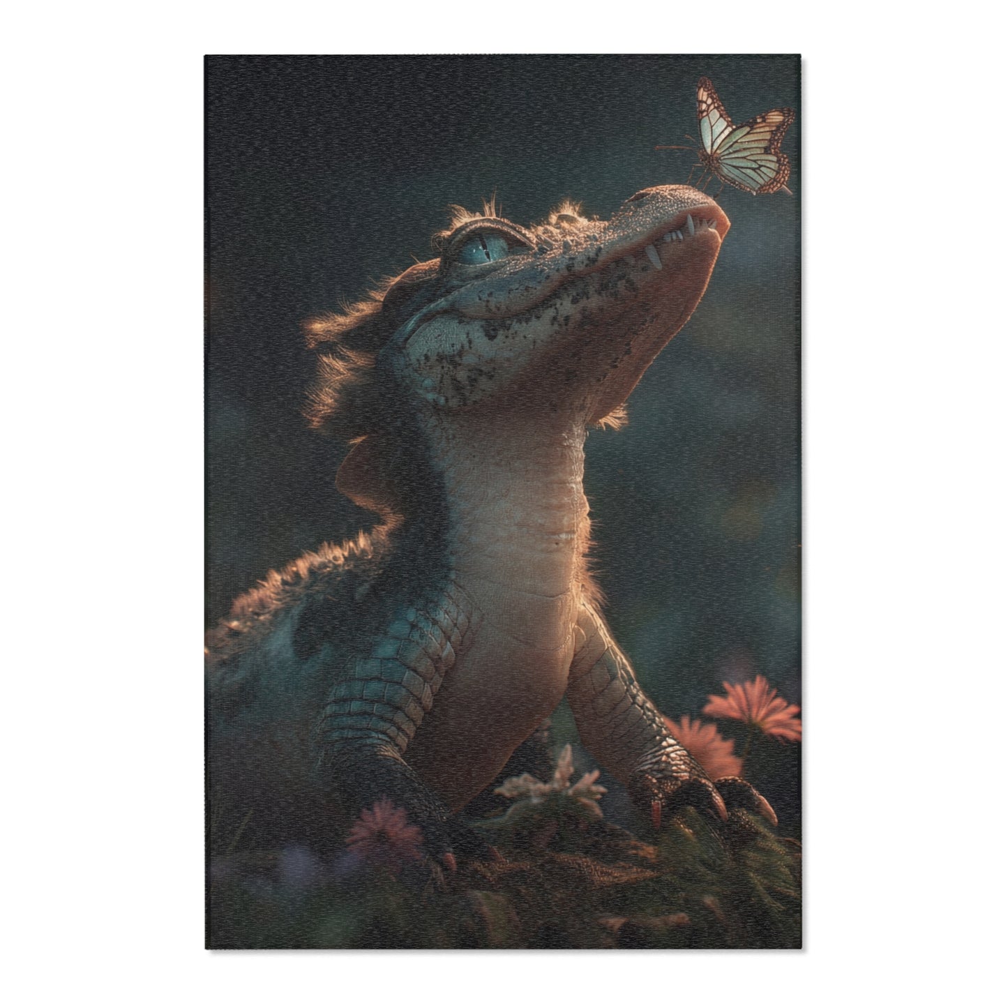 Gentle Crocodile and Butterfly Area Rugs – Twilight Garden Whispers