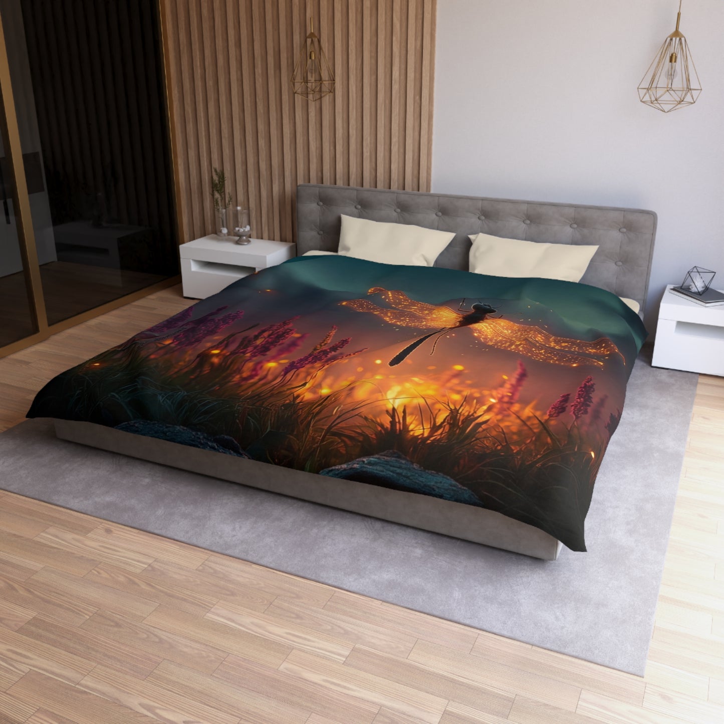 Firefly Dragonfly Microfiber Duvet Cover – Twilight Meadow Dreamscape
