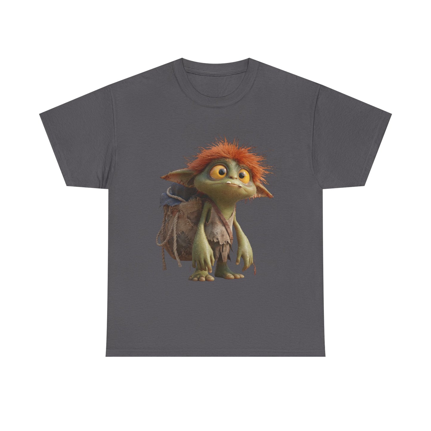 Mossy Gnome Unisex Heavy Cotton Tee – Rust-Haired Guardian with Satchel