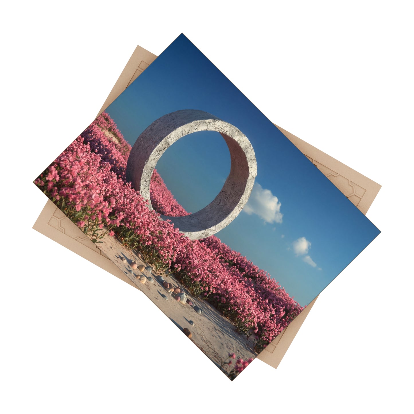 Stone Ring in Pink Bloom Ceramic Photo Tile – Portal to a Quiet Bloom