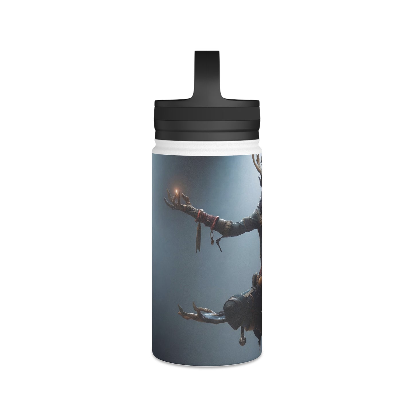 Forest Guardian Meditator Stainless Steel Water Bottle, Handle Lid – Twilight Grove Serenity