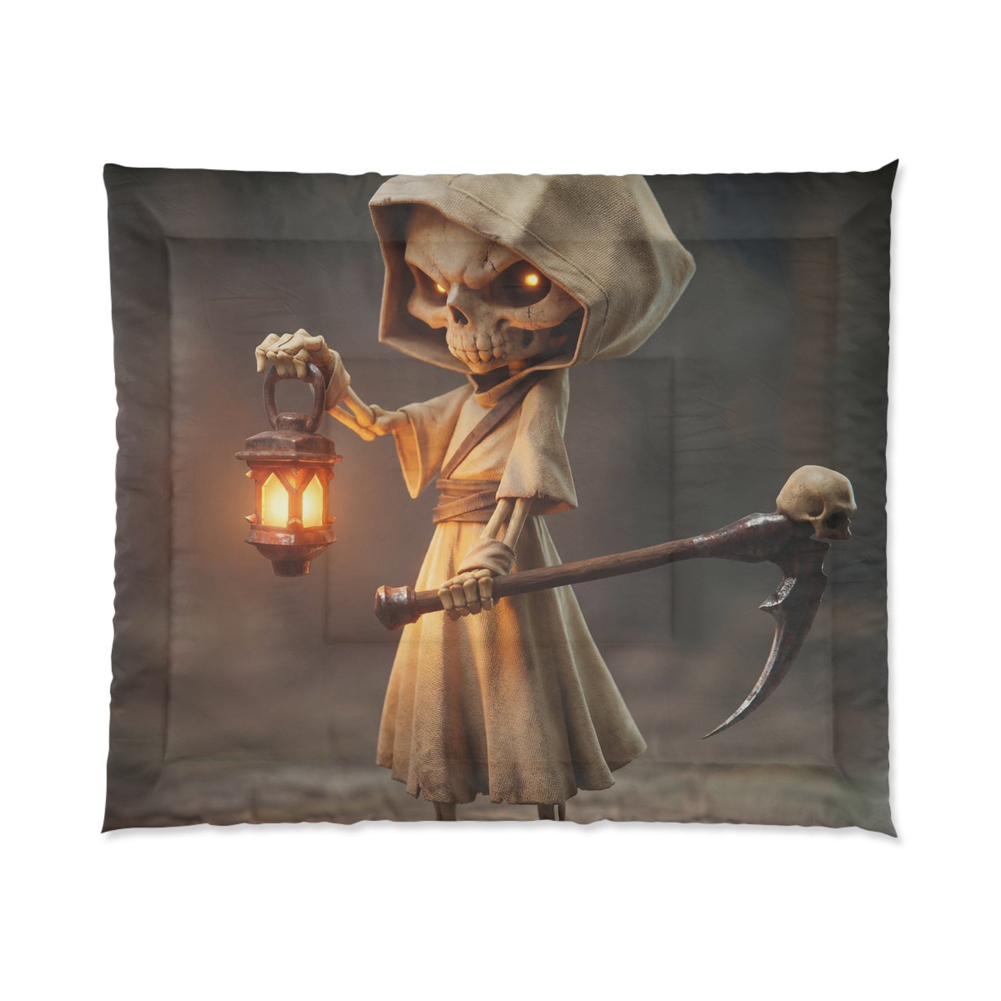Lantern-Bearing Reaper Comforter – Warm Glow in the Shadowed Hour
