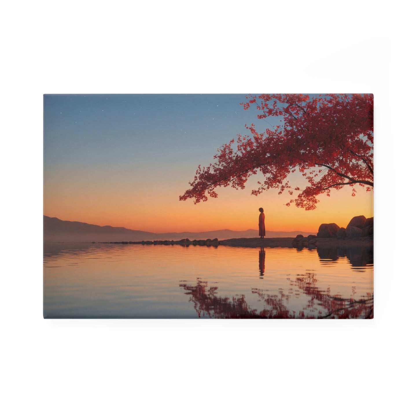 Cherry Blossom Sentinel Button Magnet, Rectangle (1 & 10 pcs) – Twilight’s Quiet Keeper