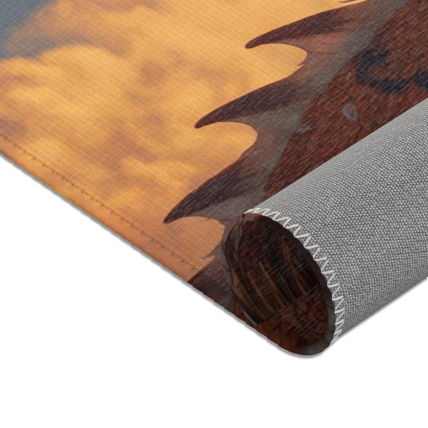 Sunset Sentinel Dragon Area Rug – Warm Ember Skies and Grasses