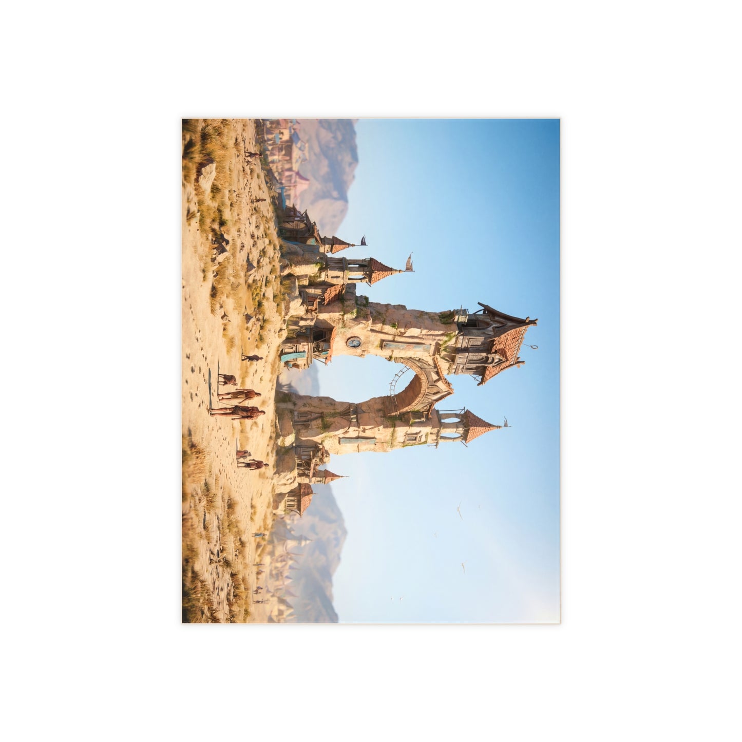 Desert Citadel Ceramic Photo Tile – Sunlit Ruins of a Forgotten Kingdom