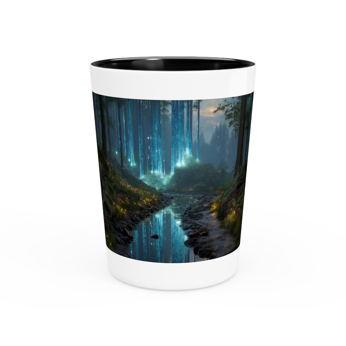 Celestial Waterfall Shot Glass – Midnight Forest Dreamscape