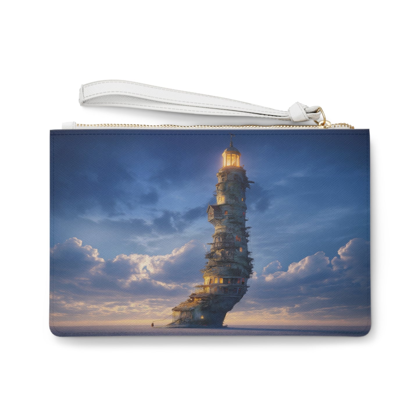 Skyborne Lighthouse Clutch Bag – Twilight Beacon in the Clouds