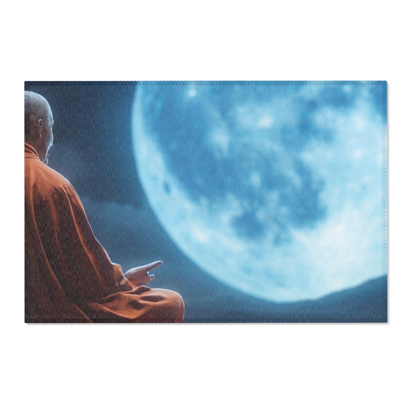Moonlit Monk Meditation Rug – Serene Cave Sanctuary