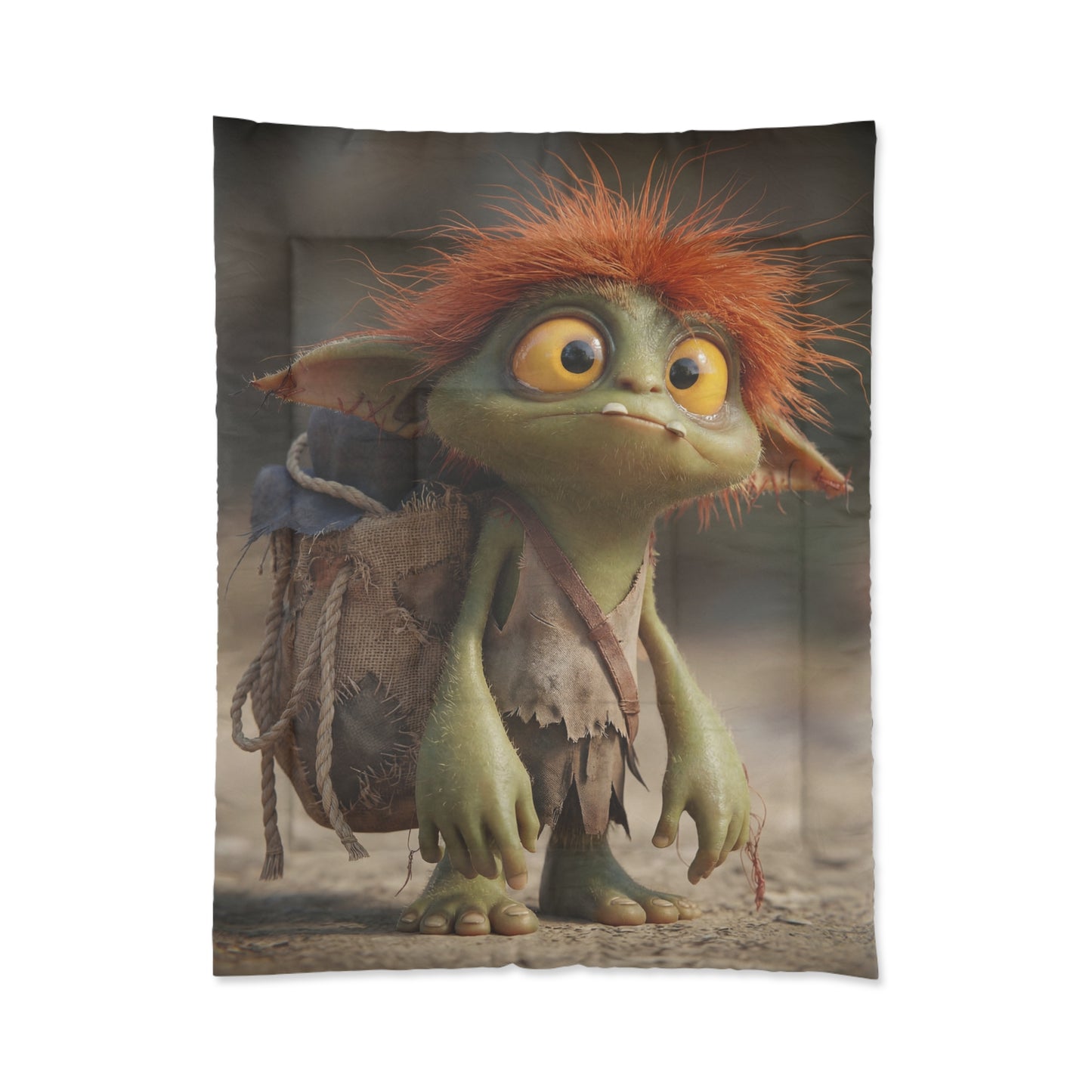 Gnomish Traveler Comforter – Rustic Backpack Wanderer Dreamscape