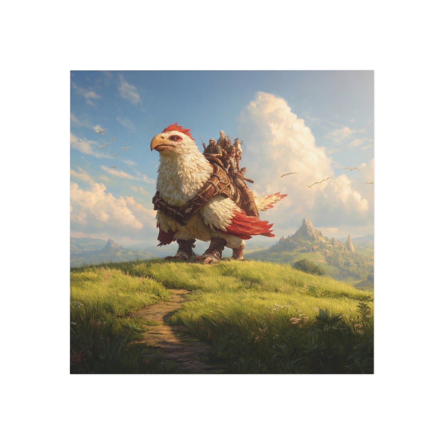 Skybound Eagle Riders Square Magnet – Dawn’s Path Over Rolling Hills