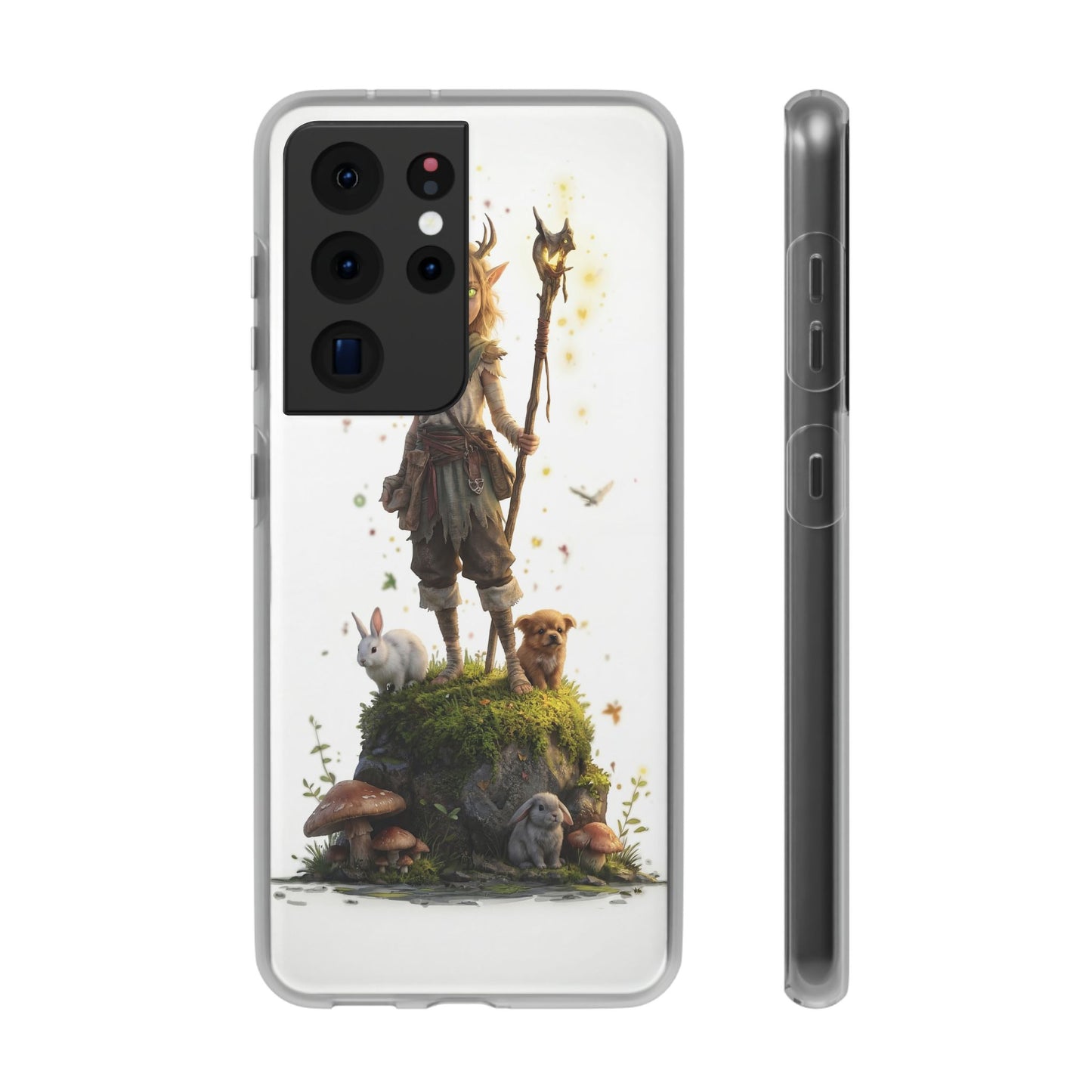 Forest Sentinel Flexi Cases – Glowing Antlered Child with Pet Companions