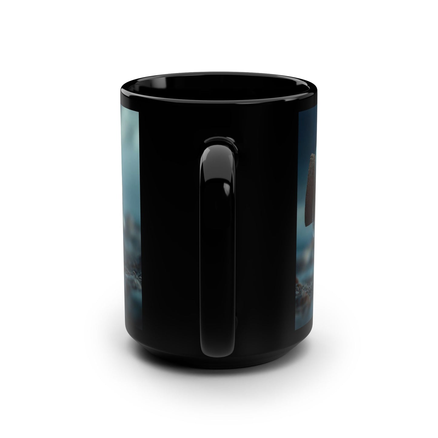 Stormbound Ship Black Mug, 15oz – Lightning & Waves in a Glass Vessel