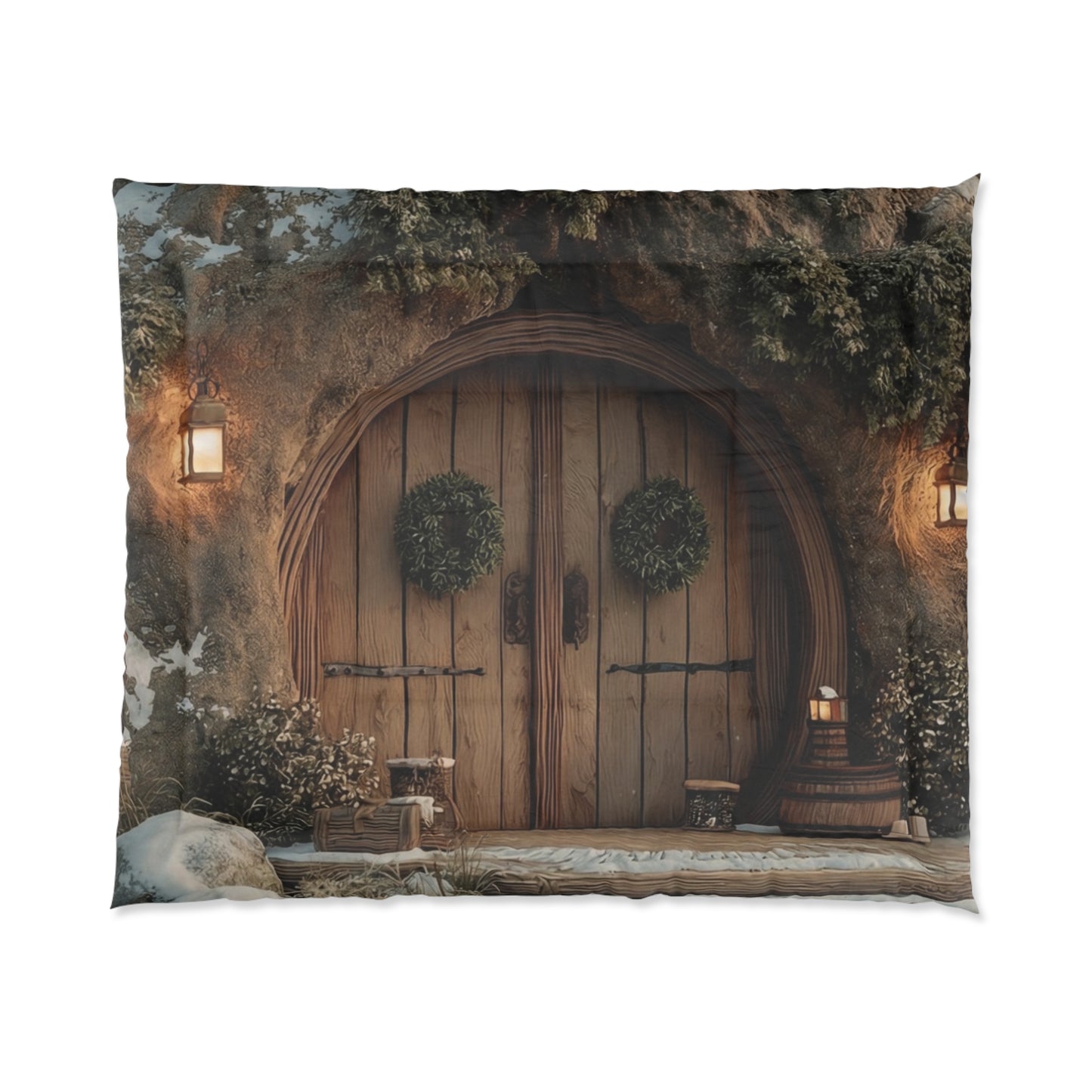 Winter Hollow Treehouse Comforter – Snow-Kissed Hearth at Dusk