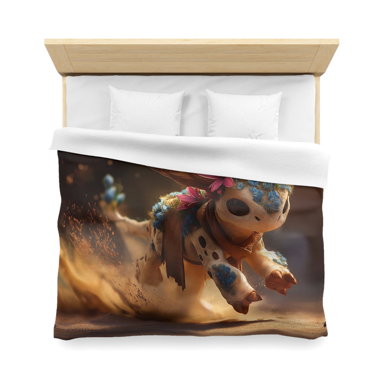 Floral Horned Creature Microfiber Duvet Cover – Sunlit Desert Sprinter