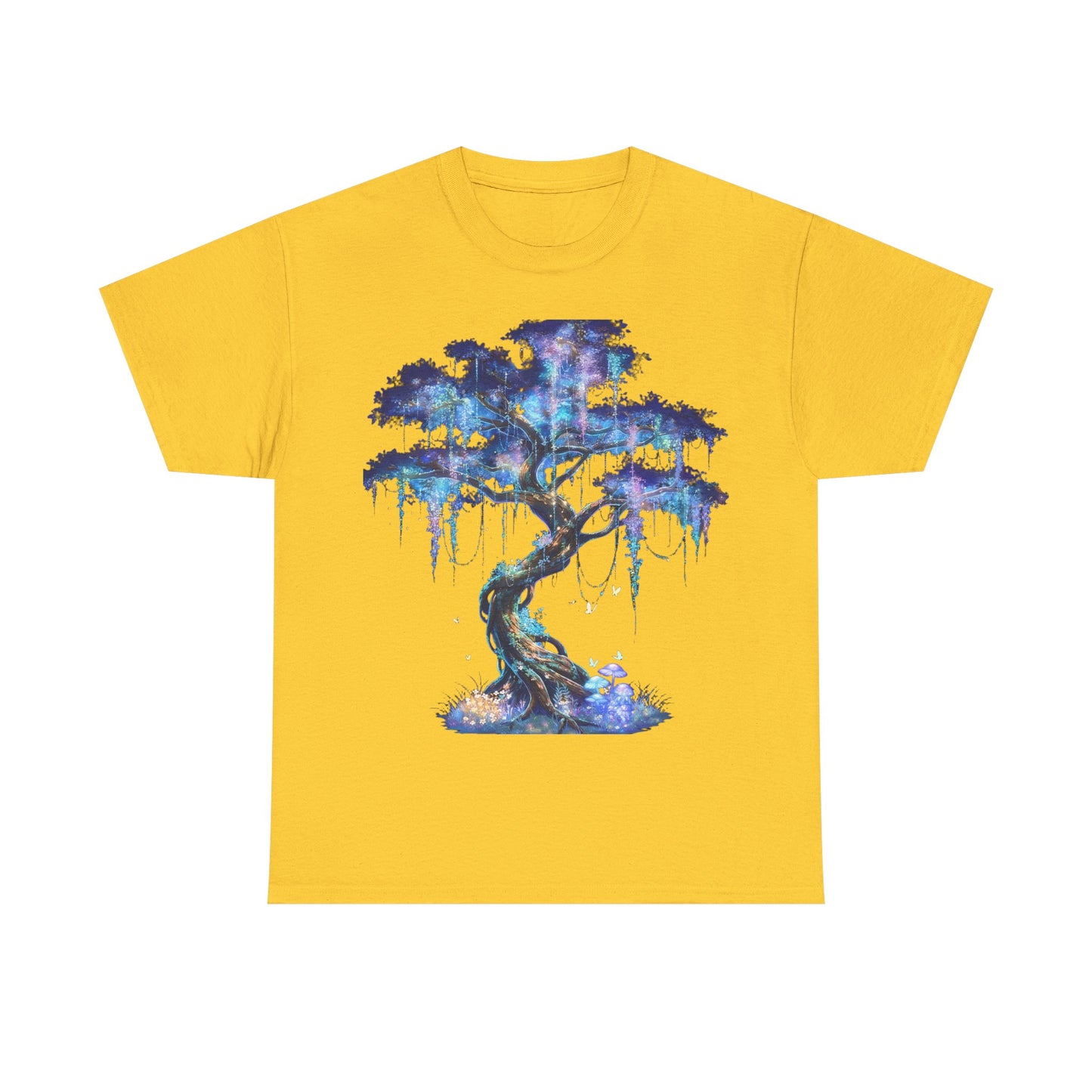 Mystic Glow Tree Unisex Heavy Cotton Tee – Bioluminescent Forest Guardian