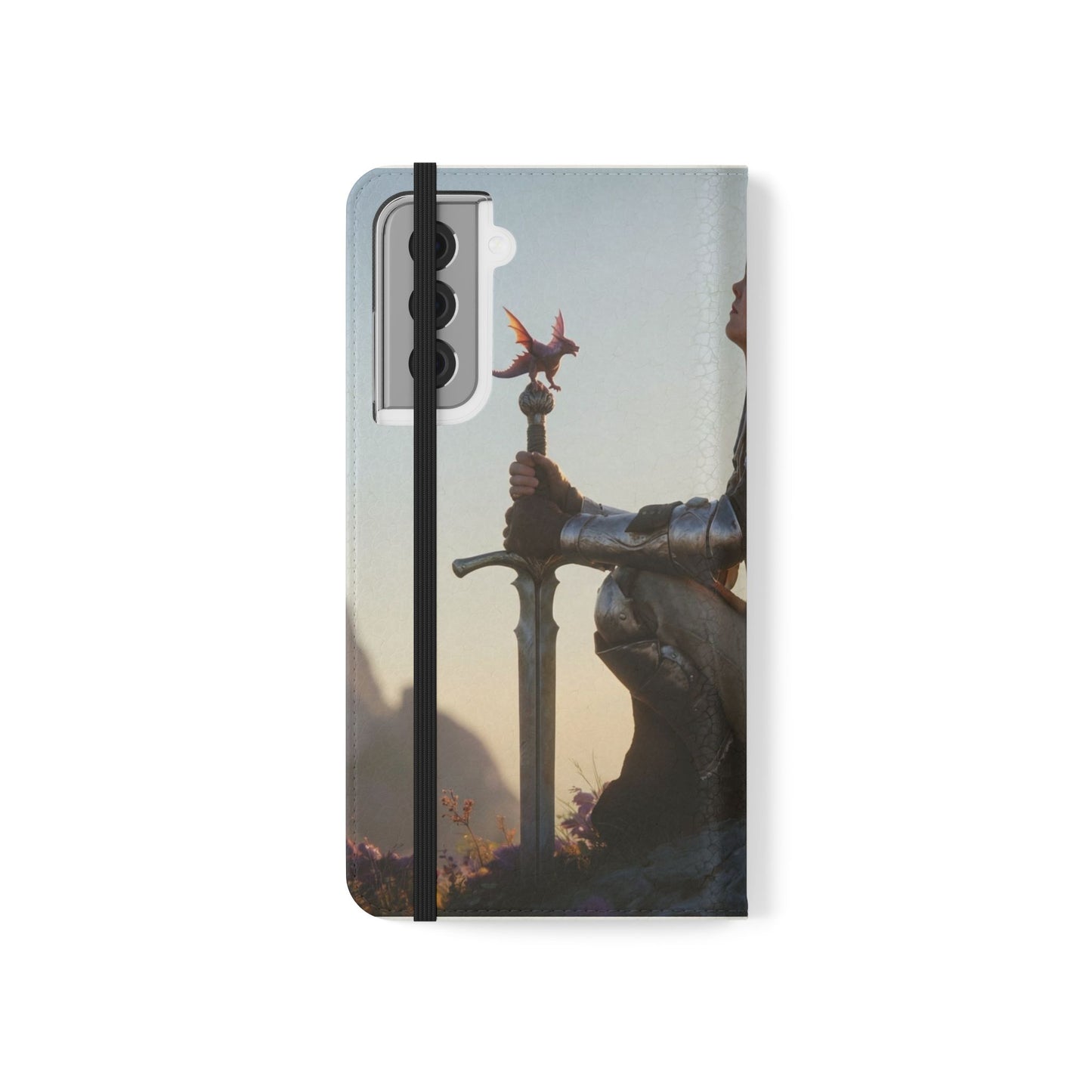 Dragon Knight Flip Cases – Sunlit Sentinel with Mini Drake and Sword
