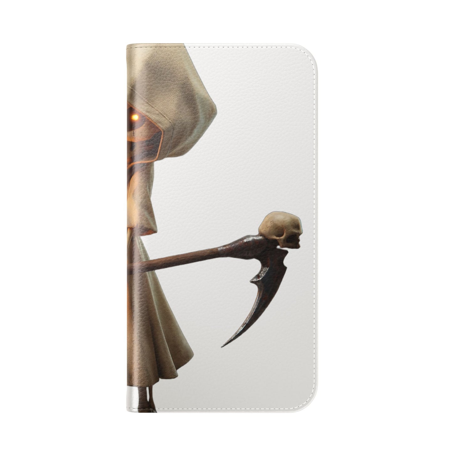 Lantern-Bearing Sentinel Flip Cases – Hooded Guardian with Scythe and Warm Glow