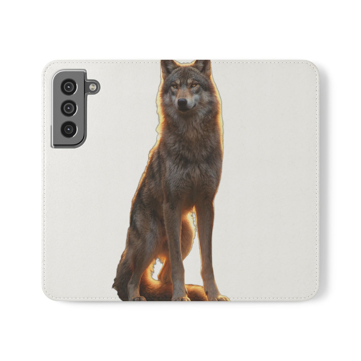 Sunlit Wolf Flip Cases – Golden Hour Sentinel Portrait