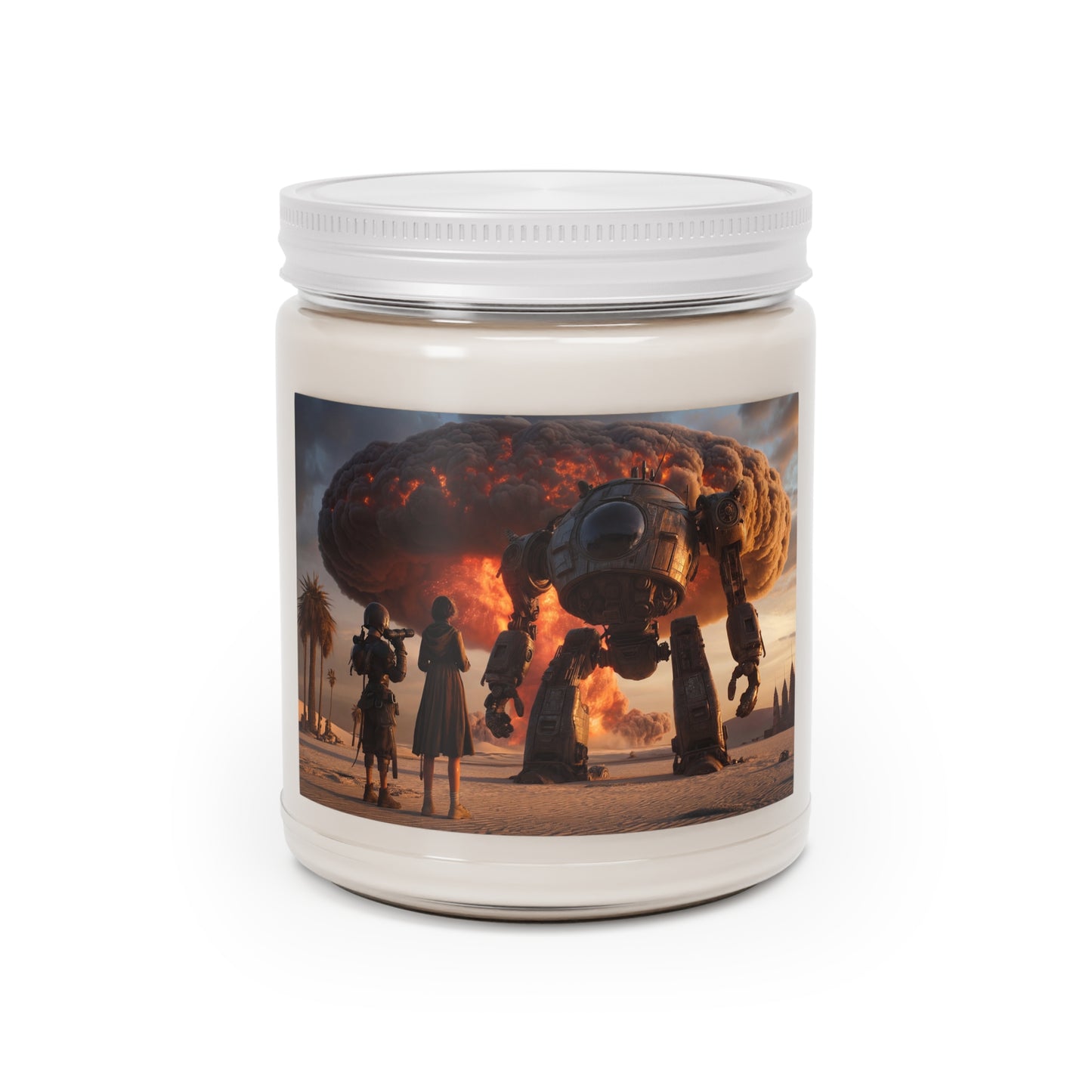 Titan’s Ember Scented Soy Candles with White Lid, 9oz – Witness the Dawn of War