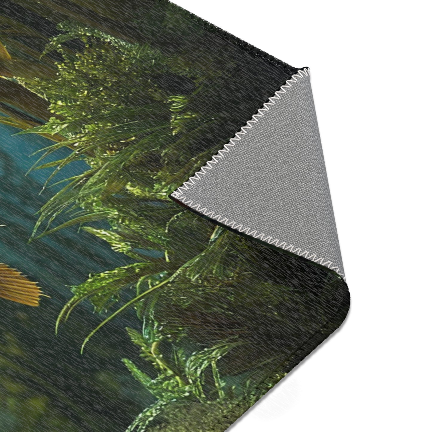 Curious Pufferfish Area Rugs – Sunlit Kelp Forest Adventure