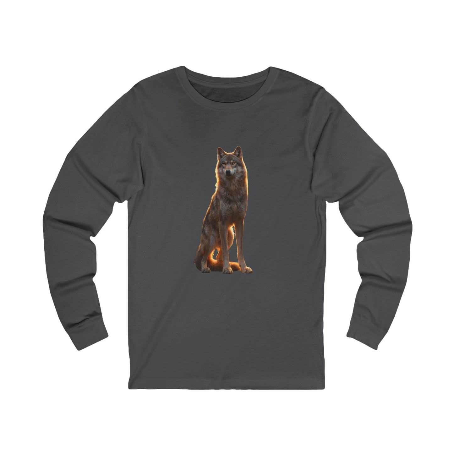 Golden Hour Wolf Jersey Long Sleeve Tee – Watchful Guardian Portrait