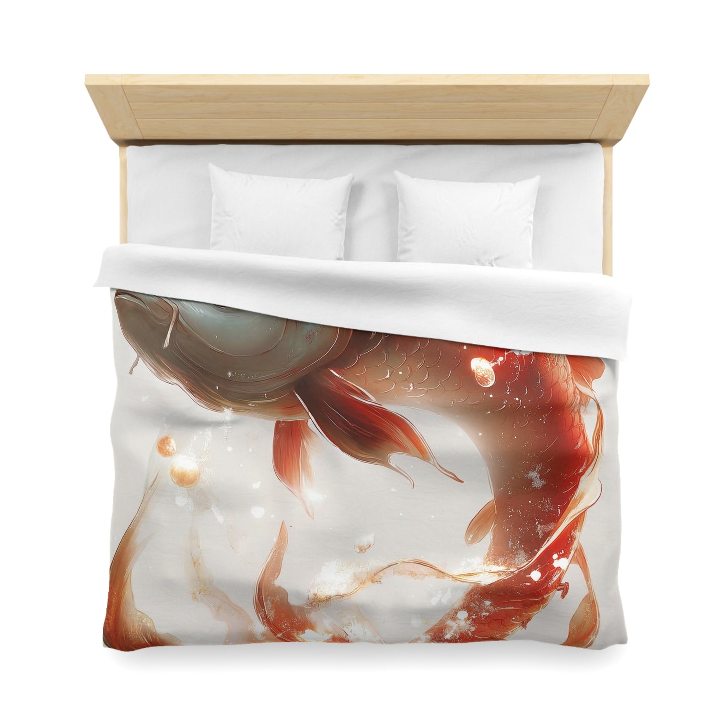 Child on Glowing Koi Microfiber Duvet Cover – Whimsical Dream Journey